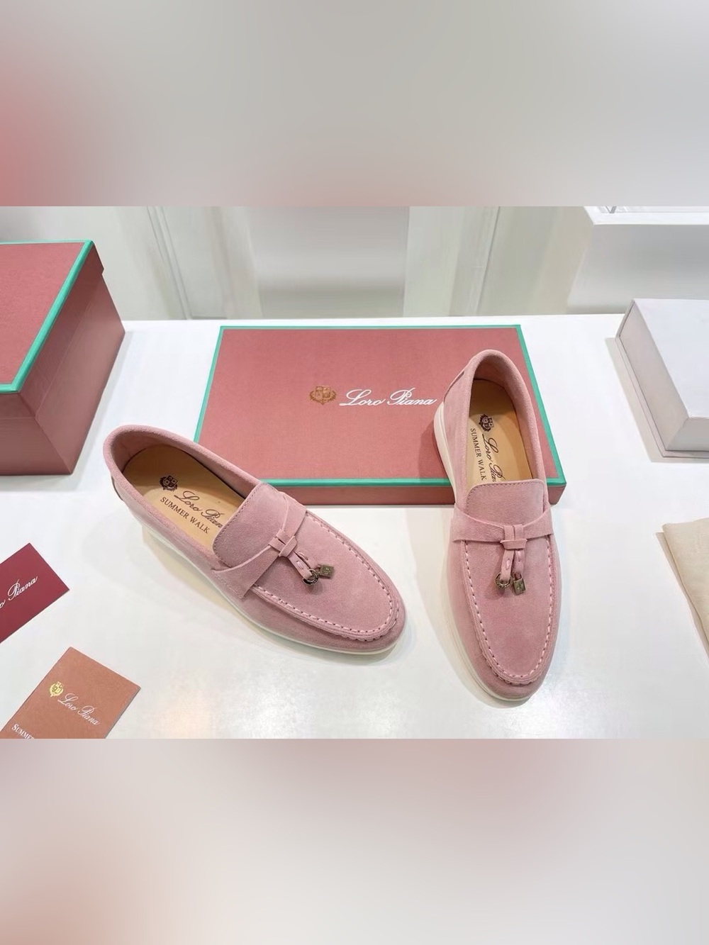 Pink Suede Tassel Loafers - Women's Slip-On Dress Shoes - Picture 3 of 6